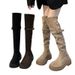 Two-Way Fold Thick-Soled Long For Women 2024 Winter New Chunky Heel Over-the-Knee Riding Boots Spring Autumn Style_vogvips.com