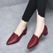 Soft-soled Pointed Single Shoes Women's Mid-heel Season Embroidered Commuter Women's Shoes Comfortable Thick-heeled Soft Leather Mother Shoes_vogvips.com
