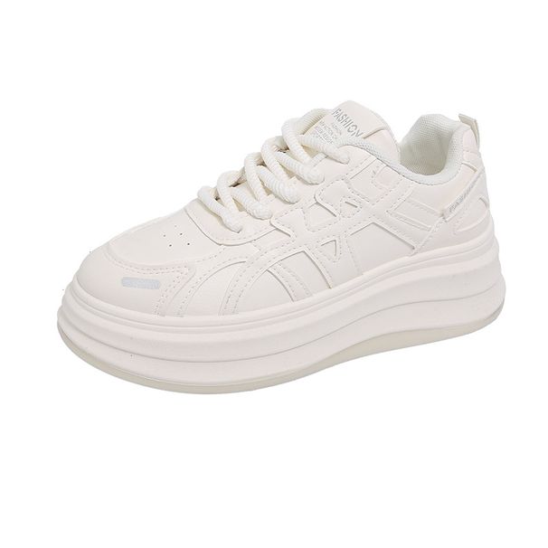 sponge Cake Thick-soled Little White Shoes For Women, Small Height Increase, Round Head, Fashionable Versatile Casual Board Shoes_vogvips.com