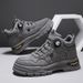 European Warm Series Shoes 2025 New Autumn Men's Fashion Trend Work Ankle Spiral Buckle Sports High-top Martin Boots_vogvips.com