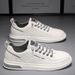 Winter 2022 New Casual Leather Versatile Sports Trendy Shoes Men's Thick-Soled White Sneakers_vogvips.com
