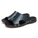 Shoes Sandals Mens Classic Summer Soft Black PU Leather Slippers Lightweight EVA Slides For Men_vogvips.com