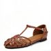 Cross-border Woven Hollow Flat-bottomed Closed-toe Sandals Women, Summer Outdoor Wear, 2026 New Model, Breathable,_vogvips.com