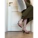 ~French Niche Design, Woven Square Exposed Toe, Straight Strap, Thick Heel, High Heels, Roman Sandals, Women's Summer_vogvips.com