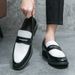 Business Slip-On Loafers Fashion Color-Block Open Smile Leather Men's Large Size Lazy Shoes_vogvips.com
