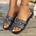 Summer New Style Women's Fashionable Square Toe Slip-On Sandals High End Metal Buckle Lightweight Comfortable Flat_vogvips.com