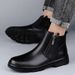Men's Boots Leather Boots Medium Top Martin Boots Side Zipper Loafer Short Boots Cotton Boots Men's_vogvips.com
