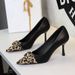 2627-5 European And American Style Metal Buckle Leopard Print High Heels Women Pointed Toe Sexy Stiletto Shallow Mouth_vogvips.com