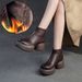 Shanghai Jiesu 2024 Winter New Fleece-Lined Warm Thick-Soled Height-Increasing Short Boots Top Layer Cowhide Commuter_vogvips.com