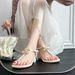 Spring 2025 New Small Fragrant Sheepskin Clover Claw Toe Thick Heel Sandals For Women, Flat Bottom Versatile Roman Shoes_vogvips.com