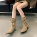 Mi Ting Fashion For Women 2025 Autumn Winter New Elegant Slim Leopard Print Pointed Toe Thin Suede High Heel Short Boots_vogvips.com