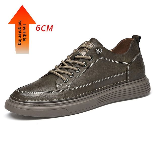 Cowhide Men's Shoes Men's Casual Leather Shoes Increase Height Men's Shallow Mouth One-pedal Shoes Men's Soft Leather Board Shoes_vogvips.com