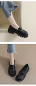 Platform Loafers Women's One-pedal Black Retro Small Leather Shoes College Style Soft-soled Single Shoes_vogvips.com