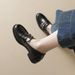 platform Loafers Women's Season Black Single Shoes One Pedal Jk British Small Leather Shoes_vogvips.com