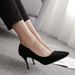 MTX High Heels For Women 2025 Spring And Autumn New Black Stiletto Pointed Toe Shallow Mouth Suede Professional Plus Size_vogvips.com