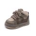 New Boys Solid Bottom Board Shoes Girls High Top Bread Shoes Velcro Baby Shoes_vogvips.com