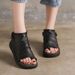 Handmade Summer New Leather Hollowed Out Short Boots With Clipped Toes, Cool Casual Boots, Roman Flat Heel Women's_vogvips.com