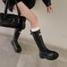 Sheepskin Version~ Outdoor Red Rain For Women 2025 New Round Toe Thick Sole High Tube Riding Over-the-Knee Long Boots_vogvips.com