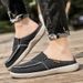 Casual Slip On Mens Shoes Outdoor Walking Comfortable Canvas Slippers Korean Trend Baotou Half Drag Slides Zapatillas_vogvips.com