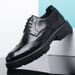 Euro Step Spring And Autumn New Thick-Soled Business Leather Height Increase 6CM Casual Men's Brogue Lace-Up Wedding Shoes_vogvips.com