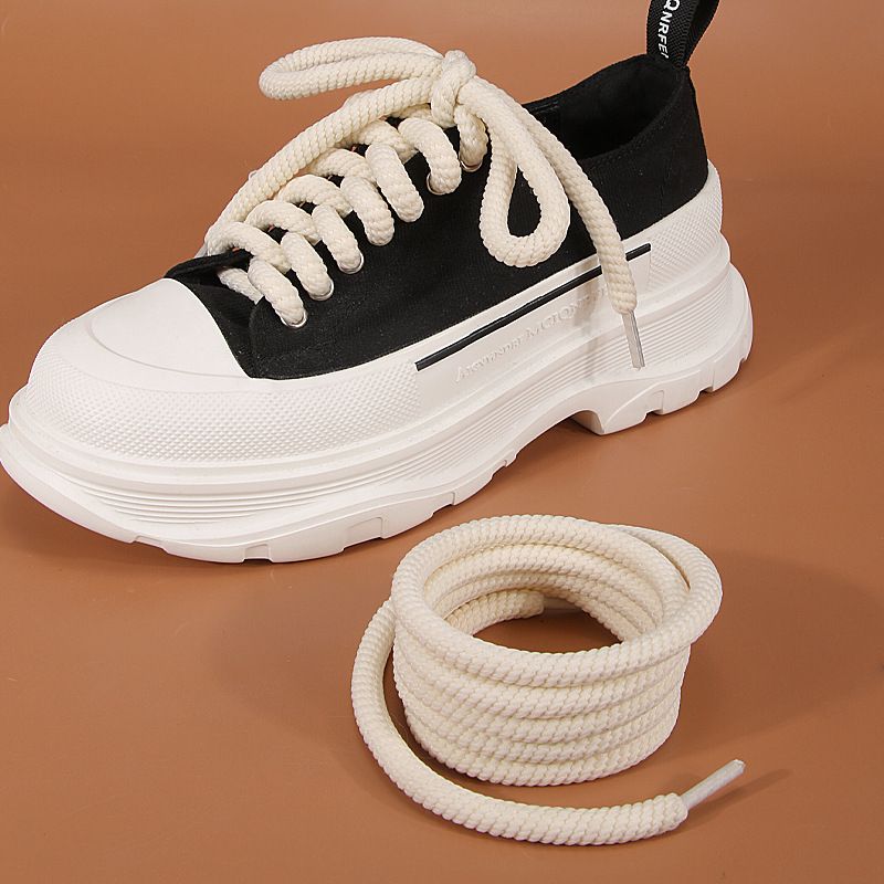 Round Braided Exaggerated Shape Bread Shoes 10mm Thick Shoelaces Butter Bread Shoelaces 1cm Width Bread Shoes_vogvips.com