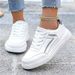 Classic All Black Leather For Women Lace-up Casual Sneakers Lightweight Breathable Skate Shoes Non-slip Work Footwear_vogvips.com