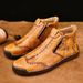 European Warm Series Spring New Martin Fashion Zipper Handmade Men's Large Size Slip-On Short Boots For Men_vogvips.com