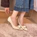 2025 Autumn New Style Square Buckle High Satin Stiletto Heels, Gentle French Pointed Toe Women's Shoes, Plus Size And_vogvips.com