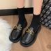 British-style Soft Leather Spring And Autumn Shoes Wholesale, New Vintage Metal Black Single Shoes, Versatile Women's_vogvips.com
