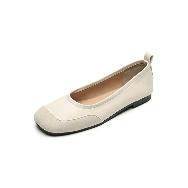 Square Head Single Shoes Women's Summer Flat Bottom Retro One-pedal Doudou Shoes Shallow Mouth Soft Sole Ballet Shoes_vogvips.com