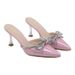Women's Shoes Summer Women's Sandals With Rhinestone Bows, High Heels, Pointed Toe, Mid Heel Mules, Stiletto Sandals, Single Shoes_vogvips.com