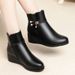Mom Cotton Autumn Winter Middle-aged Soft Sole Wedge Leather Fleece-lined Warm Short Boots Versatile Large Size Women's_vogvips.com