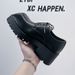 Flat-soled, Unique Design, Thick-soled Men's Square-toed Leather Trendy Korean Style, Versatile Business Casual Derby_vogvips.com