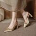 French-style Closed-toe Sandals 2025 New Summer Model, Elegant Satin Pointed-toe Backless Chunky High-heeled Shoes_vogvips.com