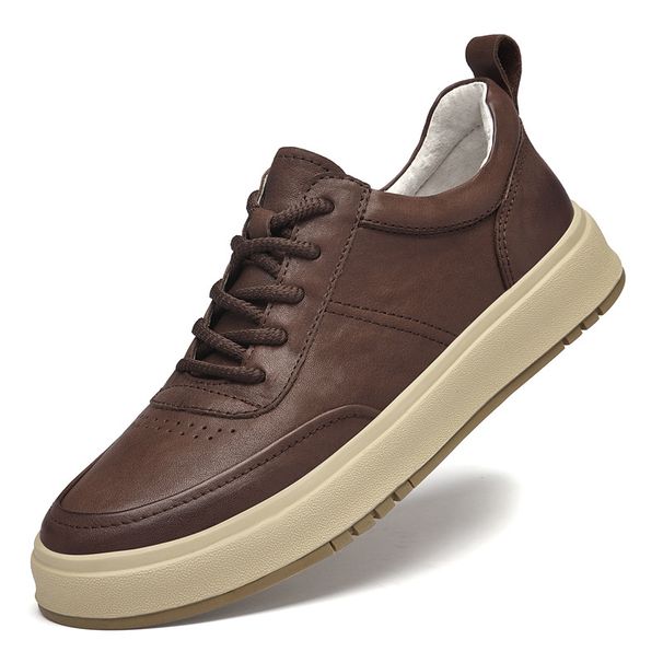 Leather Men's Shoes Big Head Leather Shoes Platform Non-slip Casual Board Shoes Men's Shoes_vogvips.com