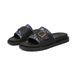 2026 New Black Woven Sandals, Open-toe Flat Slippers, Fashionable Outdoor Slip-ons, Lightweight Beach Shoes For Men And_vogvips.com