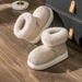 Thick-Soled For Women, Fleece-Lined Indoor Home Slippers With Heel, Maternity Cotton Shoes, Large Fur Mouth, Autumn_vogvips.com