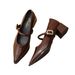 2025 New Spring Lightweight Shallow-Heel Women's Chunky Heel Pointed Toe Patent Mary Jane Shoes, Casual Retro Small_vogvips.com