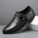 Suitable For All Seasons 2024 New Summer Slip-On Men's Round Toe Casual Leather Shoes Business_vogvips.com
