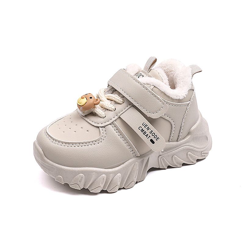 New Boys' Fleece Sneakers Girls' Daddy Shoes Baby Warm Two Cotton Shoes_vogvips.com