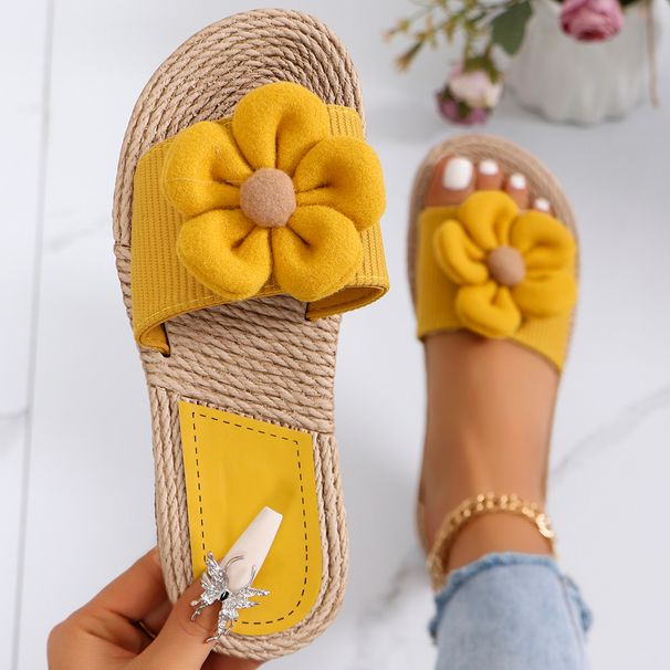 Women's Fashion Trend Big Flower Non-slip Wear Comfortable Soft Soled Flat Sandals_vogvips.com