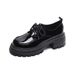 Thick-soled Small Leather Shoes Women's College Style Small Man Height-increasing Lace-up Loafers Single Shoes Women_vogvips.com