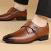 Aofu 3756 New Pointed Business Leather For Men With European Style Metal Buckle Men's Shoes_vogvips.com