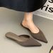 French Style Pointed Thin Low Heel Closed Toe Half For Women 2025 Spring New Niche Design Shallow Mouth Slip-On Slippers_vogvips.com