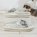 Women's Shoes Single Shoes For Women New Thick Soled Bow Slip On Loafers Rhinestone Mesh Soft Soled Casual Shoes_vogvips.com