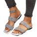 European And American Foreign Trade Large-size Rhinestone Flat Women, Square-toed Lightweight Beach Sandals For Outdoor_vogvips.com