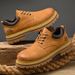 Men's Low-Cut Chunky Sole Casual Martin Boots - Vintage Workwear Style - Breathable Pigskin Leather - Slip-Resistant Rubber Outsole - Lace-Up Design_vogvips.com