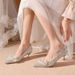 Korean Style Fashion Pointed Toe Shallow Mouth High Heels Sequin Single Thin Heel Rhinestone Women's Shoes Comfortable_vogvips.com