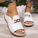 Large Size Women's Summer Wedge Heel Slippers Roman Style Fish Mouth Beach Sandals with Metal Decoration Thick Sole_vogvips.com
