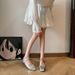 French Mary Jane Women's Shoes For Spring And Summer 2025, New Pleated Lace Up Shallow Mouth Flat So, Ballet_vogvips.com